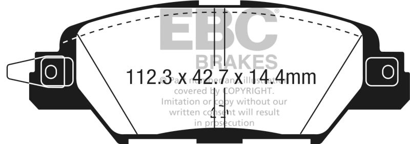 EBC 2016 Mazda CX-5 2.0L Greenstuff Rear Brake Pads - DP23071 for 2016-2023 Mazda CX 5 - front view
