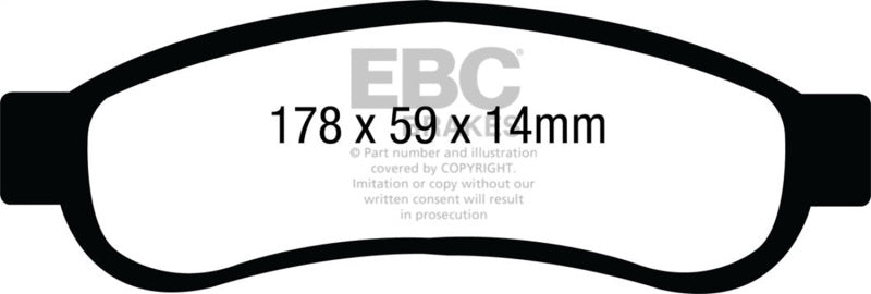 EBC 08-10 Ford F250 (inc Super Duty) 5.4 (2WD) Yellowstuff Rear Brake Pads - DP41893R for 2008-2012 Ford F 250 - front view