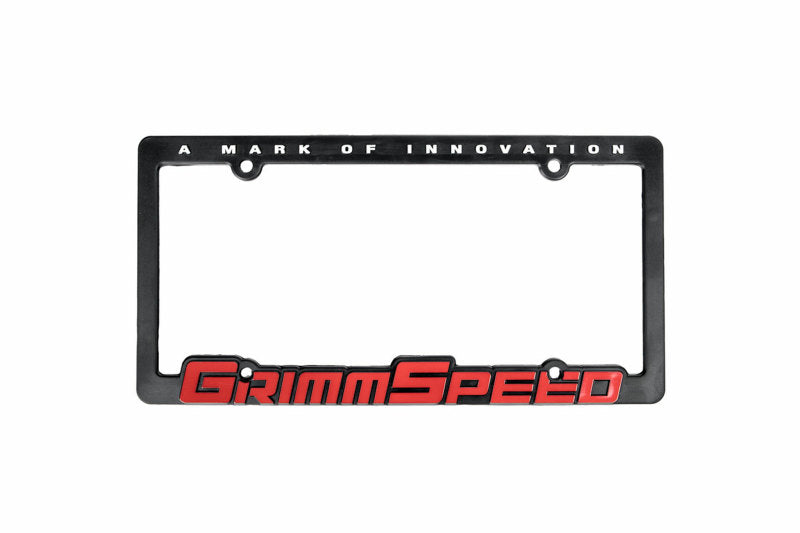 GrimmSpeed License Plate Frame - GrimmSpeed Red Text (Single) - 111051 by GrimmSpeed