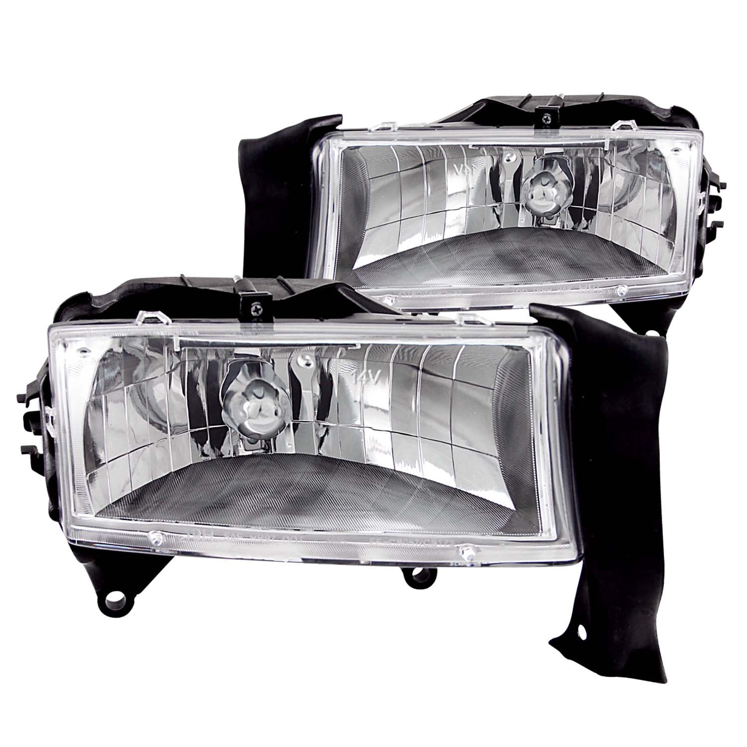 ANZO 1997-2004 Dodge Dakota Crystal Headlights Chrome - 111021 for 1997-2004 Dodge Dakota - front view
