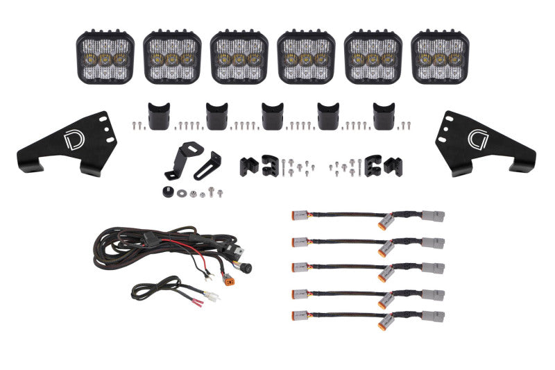Diode Dynamics 20-Present Polaris RZR SS5 Sport CrossLink Roof - White Combo Lightbar Kit - DD7630 for 2020-2023 Polaris RZR