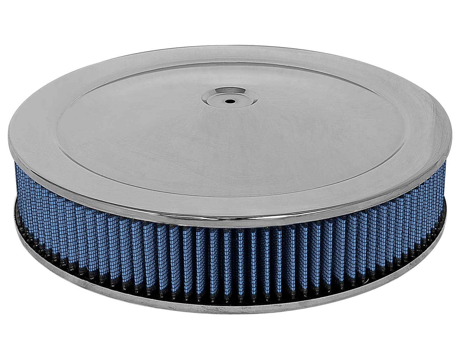 aFe MagnumFLOW Air Filters Round Racing P5R A/F Chrome Assy 14x3: Blk/Blue - 18-21401