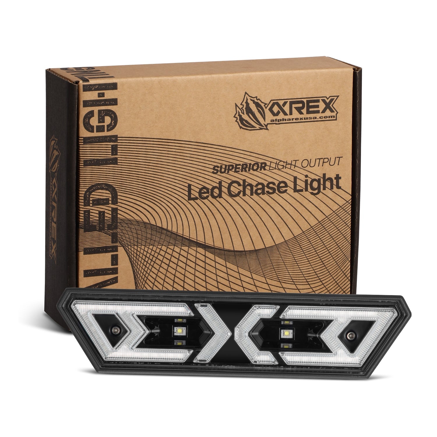 AlphaRex Arrow-X Universal Multi-Functional Off-Road L.E.D Chase Light - Black - 940020 by AlphaRex - front view