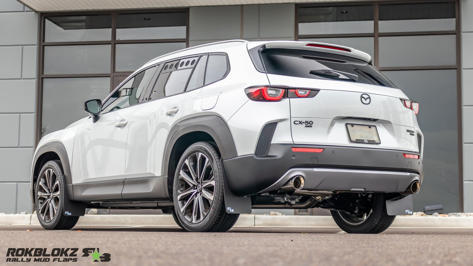 RokBlokz - Mazda CX-50 2023+ Rally Mud Flaps by RokBlokz - front view