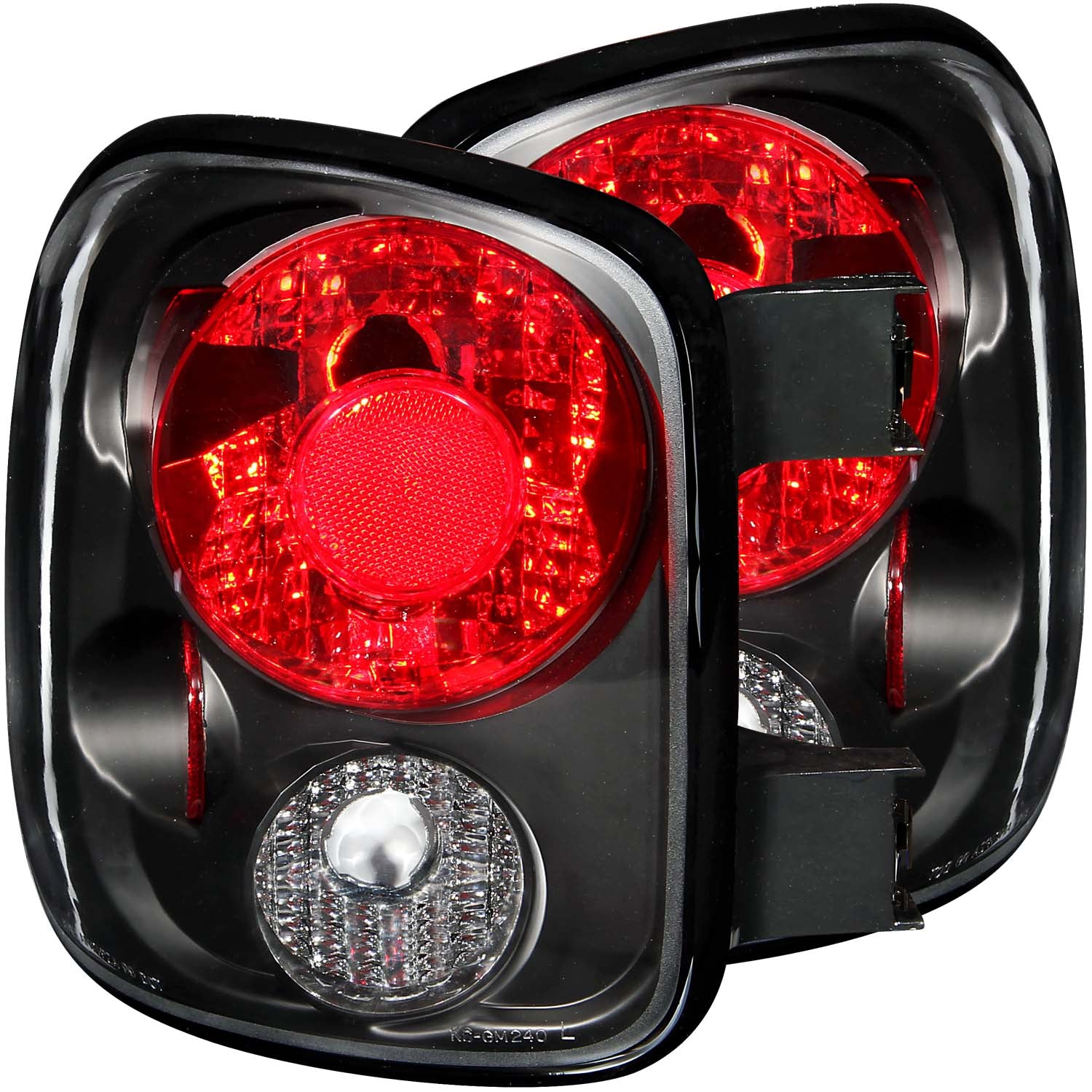 ANZO 1999-2004 Chevrolet Silverado Taillights Black - 211028 for 1999-2004 Chevrolet Silverado 1500 - front view