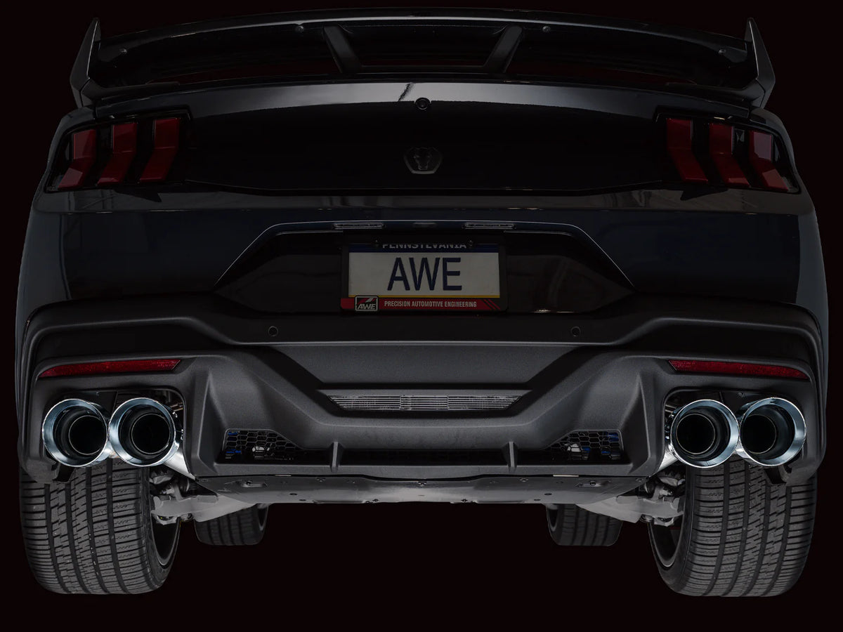 AWE 2024 Ford Mustang Dark Horse S650 RWD Track Edition Catback Exhaust w/ Quad Chrome Silver Tips