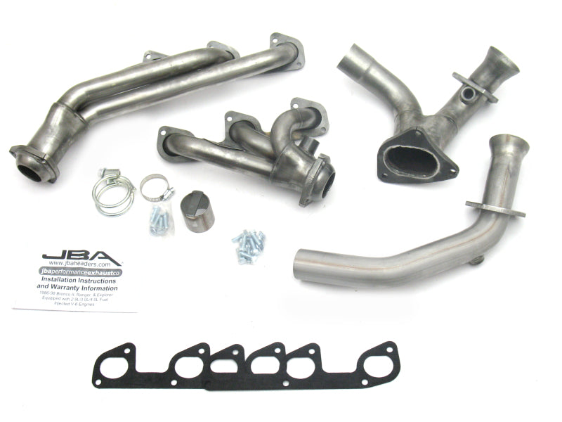 JBA 95-97 Ford Ranger 4.0L OHV 1-1/2in Primary Raw 409SS Cat4Ward Header - 1634S for 1995-1997 Ford Ranger - front view