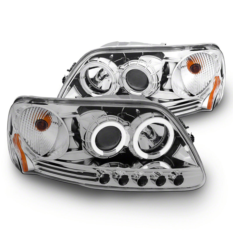 Raxiom 97-03 Ford F-150 LED Halo Projector Headlights- Chrome Housing (Clear Lens) - T542860 for 1997-2003 Ford F 150 - front