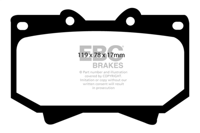 EBC 98-07 Lexus LX470 4.7 Yellowstuff Front Brake Pads - DP41319R for 1998-2007 Lexus LX - front view
