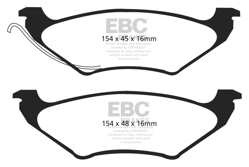 EBC 96-00 Chrysler Town & Country 3.3 (15in Wheels) Ultimax2 Rear Brake Pads - UD715 for 1996-2004 Dodge Grand Caravan - fron