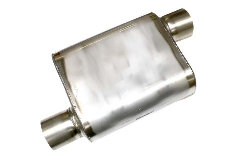 JBA Universal Chambered Style 304SS Muffler 11x9.75x4 3in Inlet Diameter Offset/Offset - 40-301100 by JBA - front view