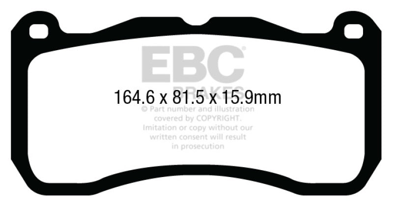 EBC 13-14 Ford Mustang GT500 Bluestuff Front Brake Pads - DP53013NDX for 2013-2014 Ford Mustang - front view