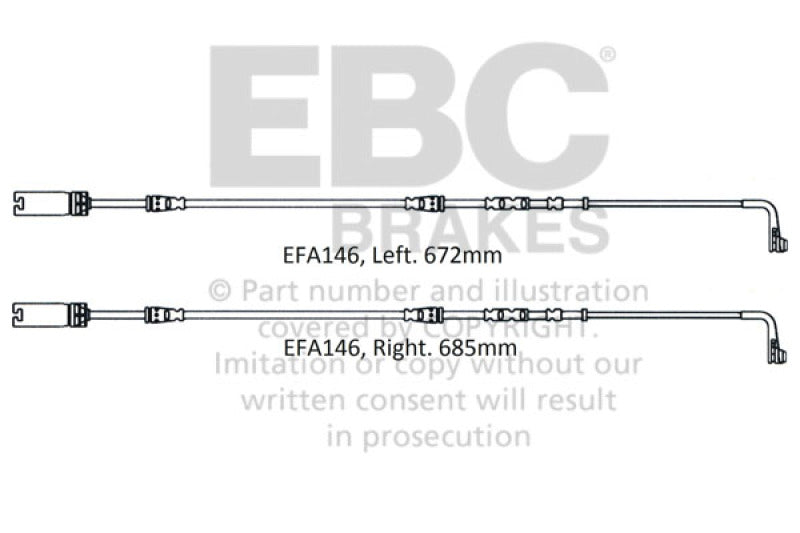 EBC 2008-2010 BMW M3 4.0L (E90) Front Wear Leads - EFA146 for 2008-2013 BMW M3 - front view