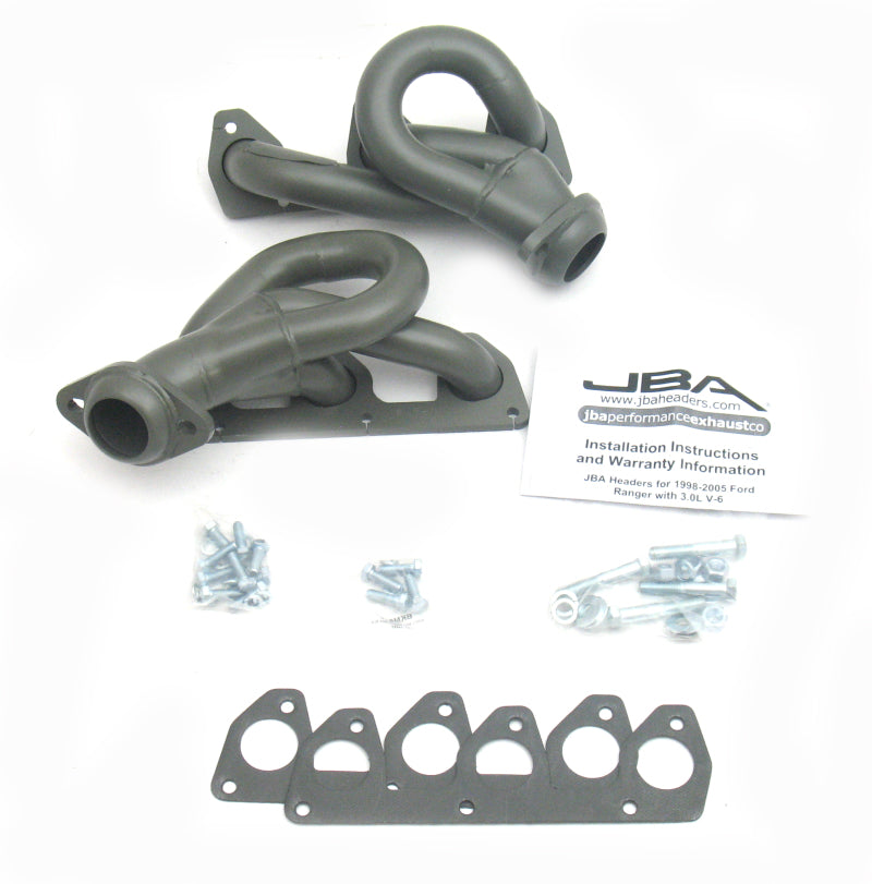 JBA 02-08 Ford Ranger 3.0L V6 w/o EGR 1-1/2in Primary Ti Ctd Cat4Ward Header - 1647S-1JT for 2002-2008 Ford Ranger - front vi
