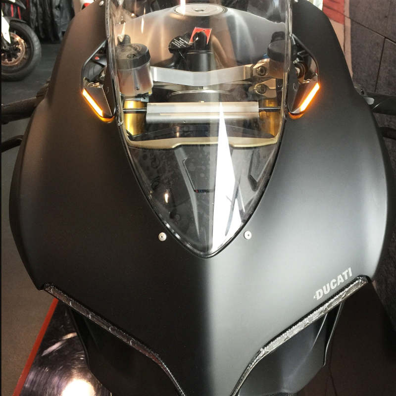 New Rage Cycles 13-15 Ducati 899 Panigale Mirror Block Off Turn Signals - 899-MBO - front view