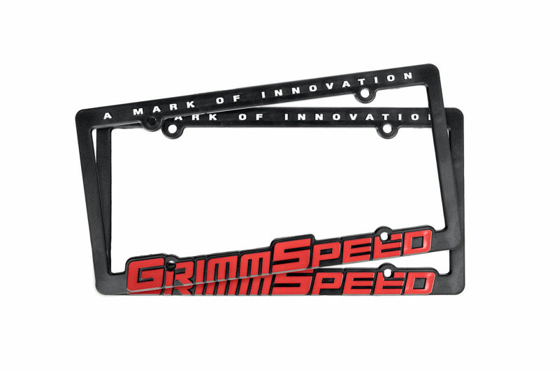 GrimmSpeed License Plate Frame - GrimmSpeed Red Text (Pair) - 111050 by GrimmSpeed