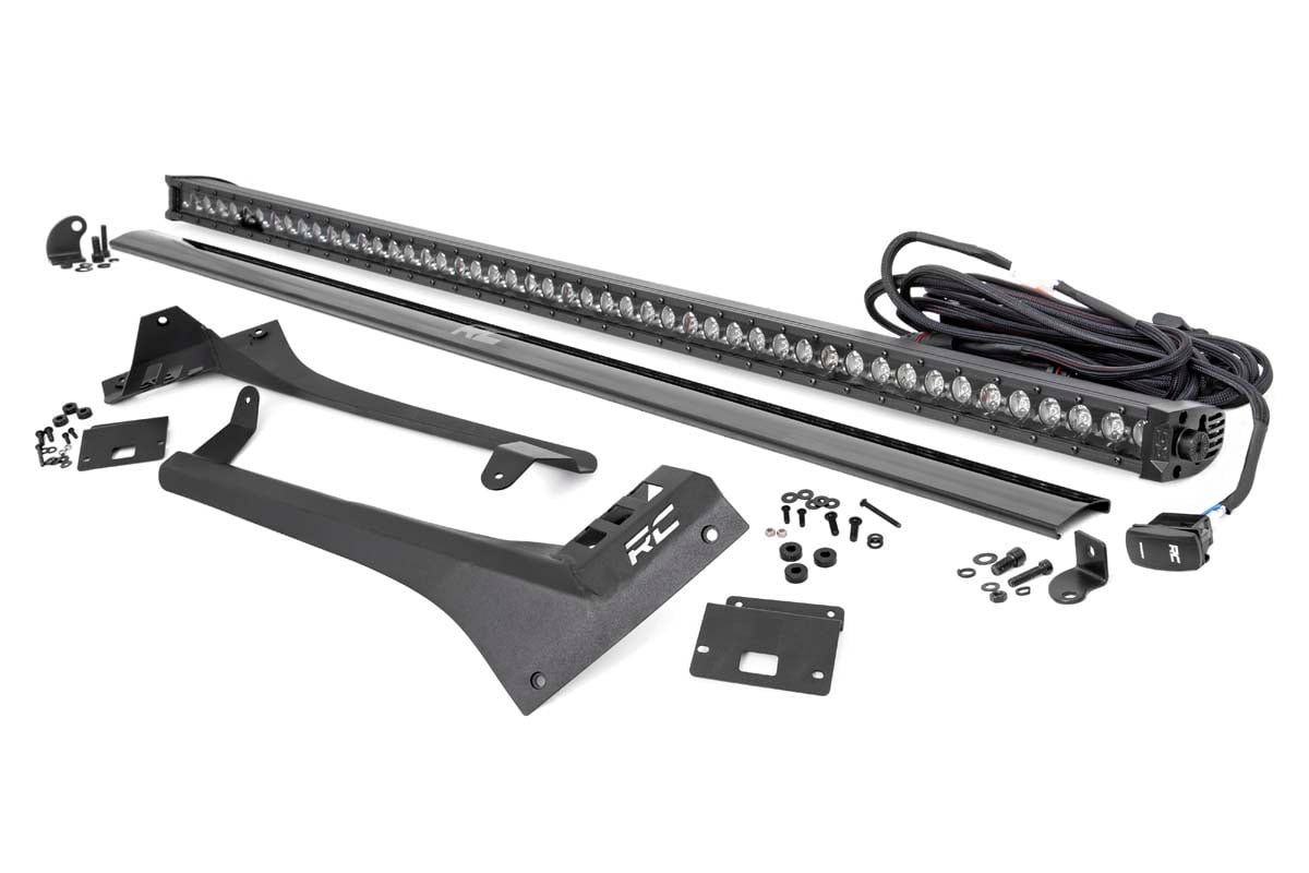 LED Light Kit | Windshield | 50" BLK Single Row | WHT DRL | Jeep Gladiator JT/Wrangler JL (18-24)