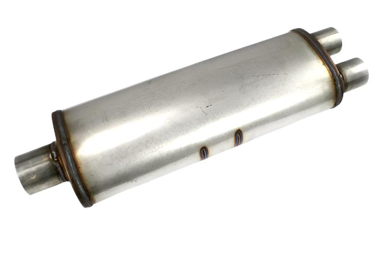 JBA Universal Chambered 304SS Muffler 25x8x5in 3in Center Inlet/2.5in Dual Outlet - 40-252500 by JBA - front view