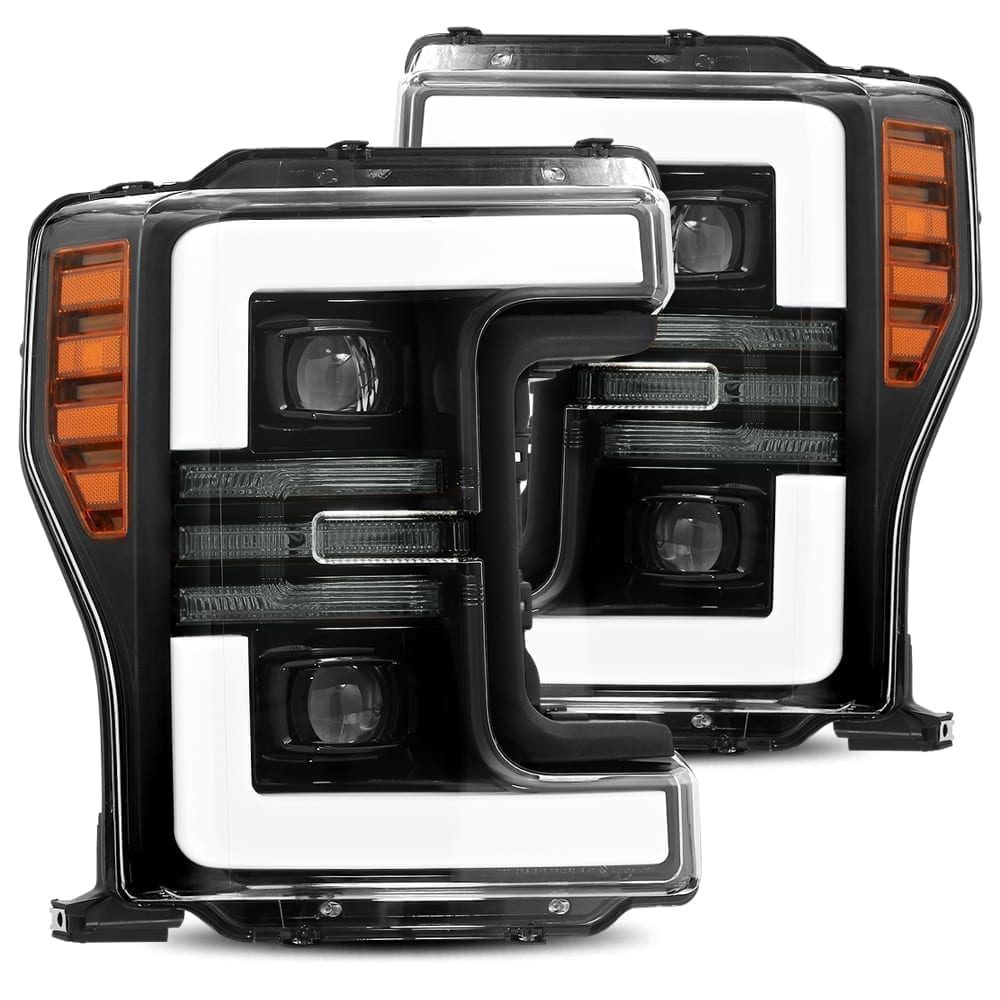 AlphaRex 17-19 Ford F-250 SD PRO-Series Proj Headlights Plank Style Black w/Activ Light/Seq Signal - 880108