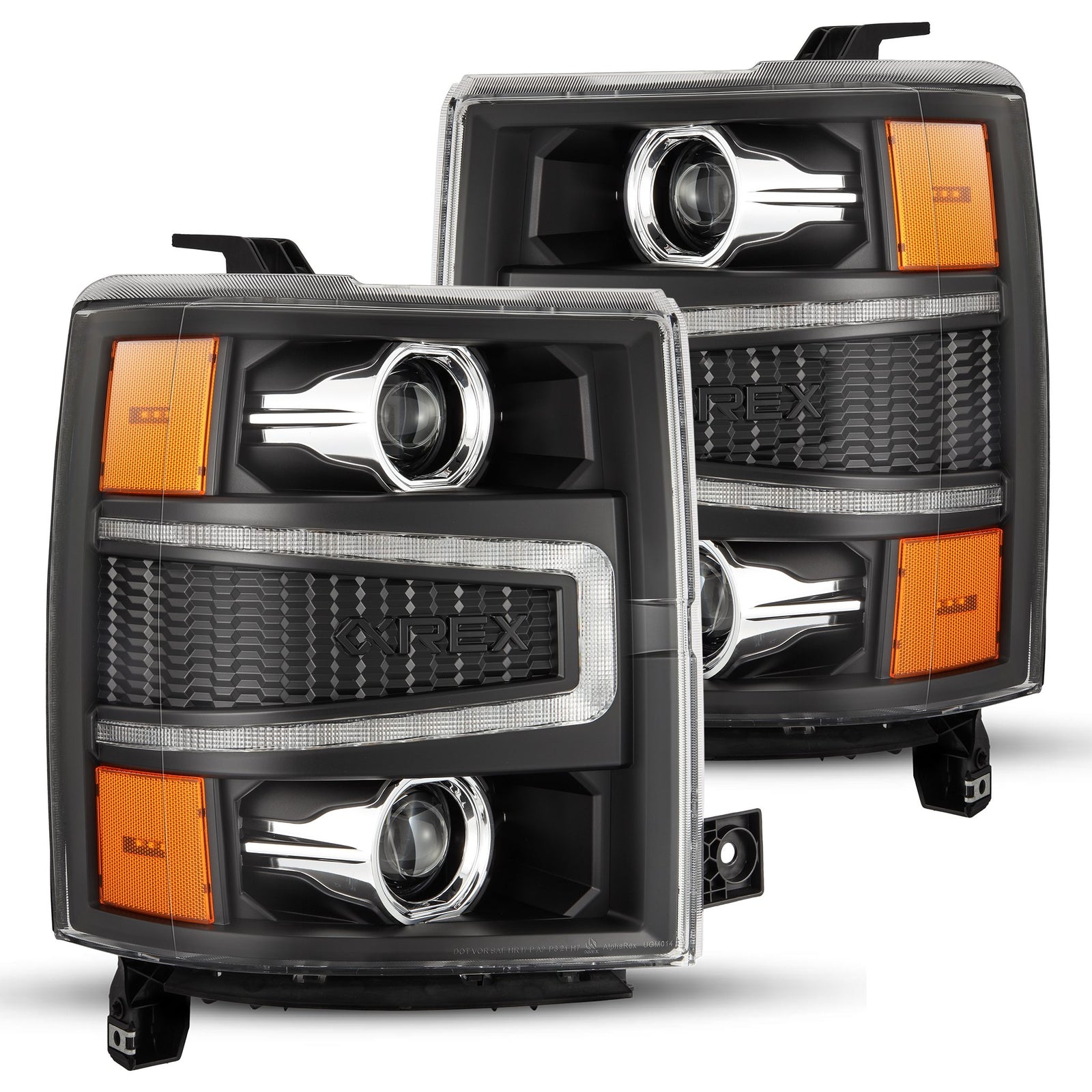 AlphaRex 14-15 Chevy 1500 PRO-Series Projector Headlights Black w/ Sequential Signal & DRL - 880245