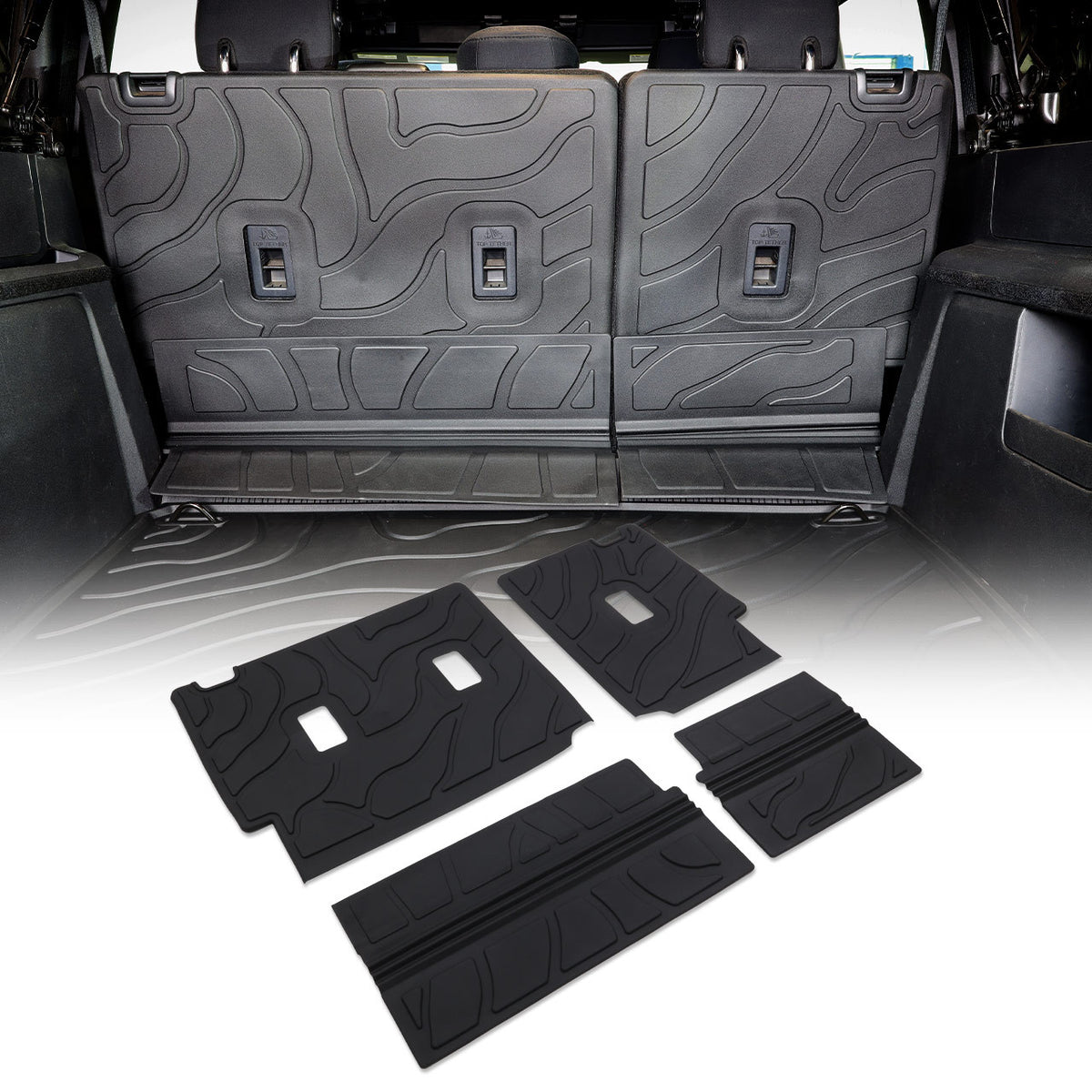IAG I-Line TPE Terrain Pattern Molded Rear Seat Protector Mats for 2021+ Ford Bronco Four Door - IAG-ACC-F3183