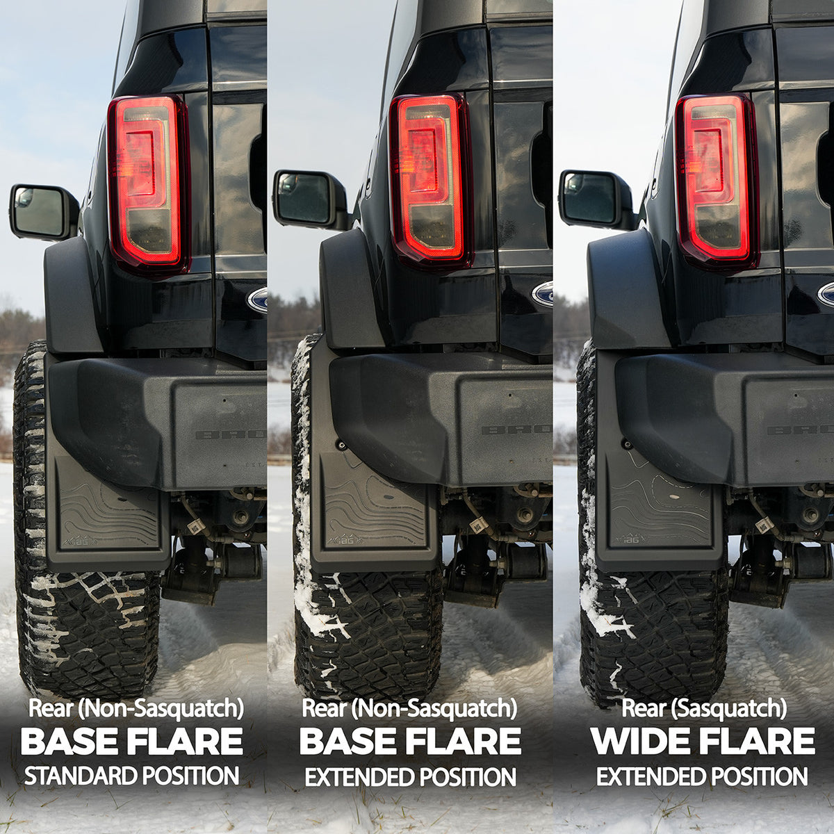 IAG Trail Shield Adjustable Mud Flaps Front & Rear Set For 2021+ Ford Bronco - IAG-BDY-F1301