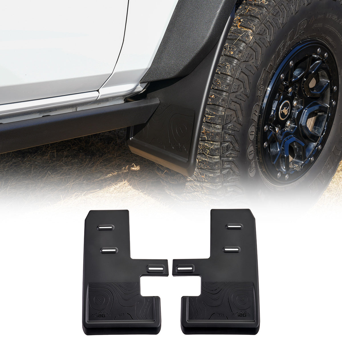 IAG Trail Shield Adjustable Mud Flaps Front Set Only For 2021+ Ford Bronco - IAG-BDY-F1302