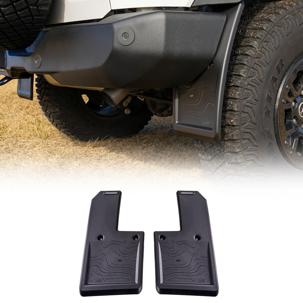 IAG Trail Shield Adjustable Mud Flaps Rear Set Only For 2021+ Ford Bronco - IAG-BDY-F1303
