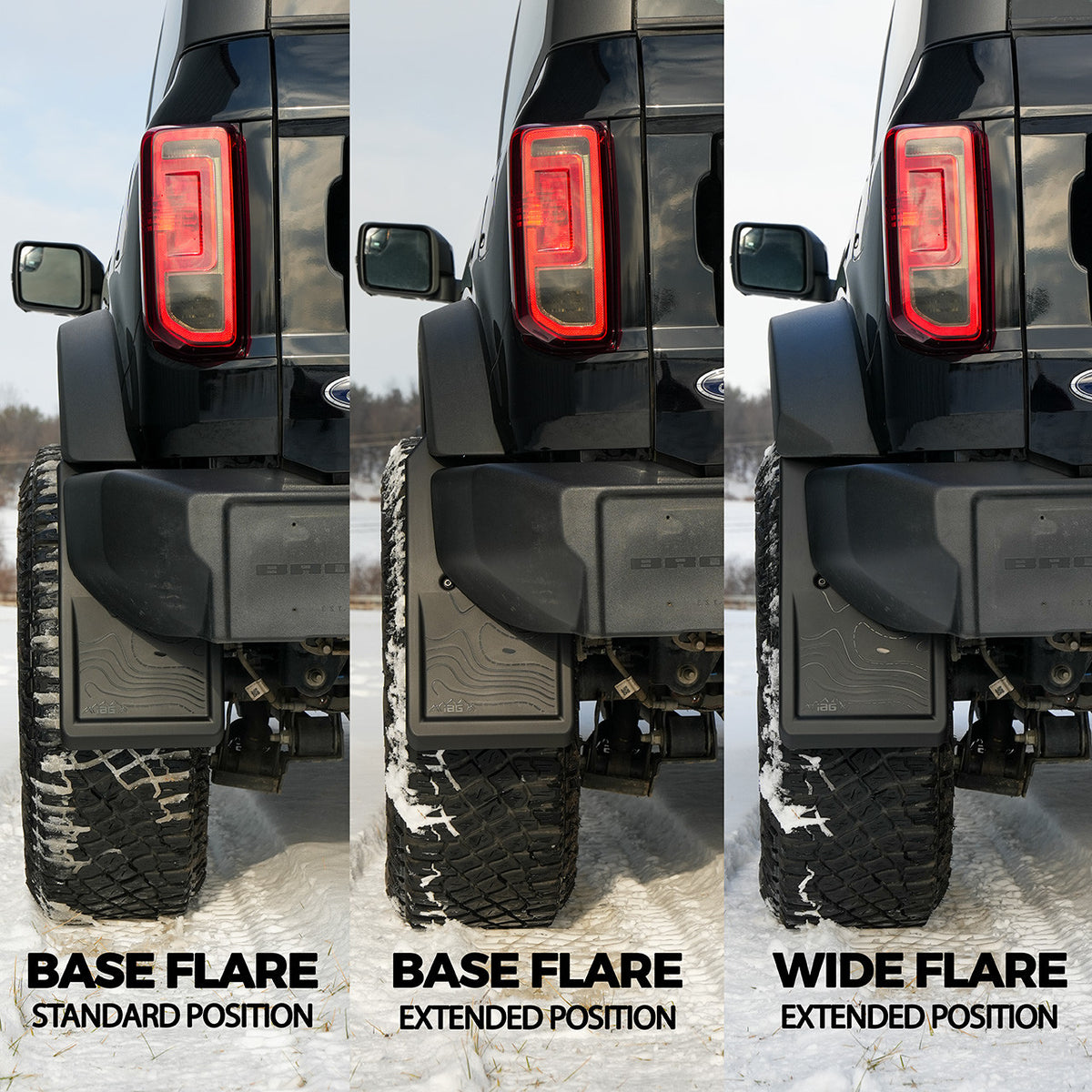 IAG Trail Shield Adjustable Mud Flaps Rear Set Only For 2021+ Ford Bronco - IAG-BDY-F1303