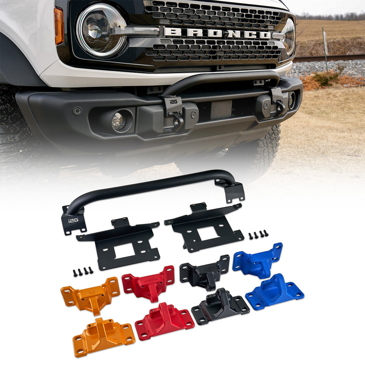 IAG Off-Road FMS Mini Capable Bull Bar with Recovery Points Package for 2021+ Ford Bronco - IAG-BDY-F1451
