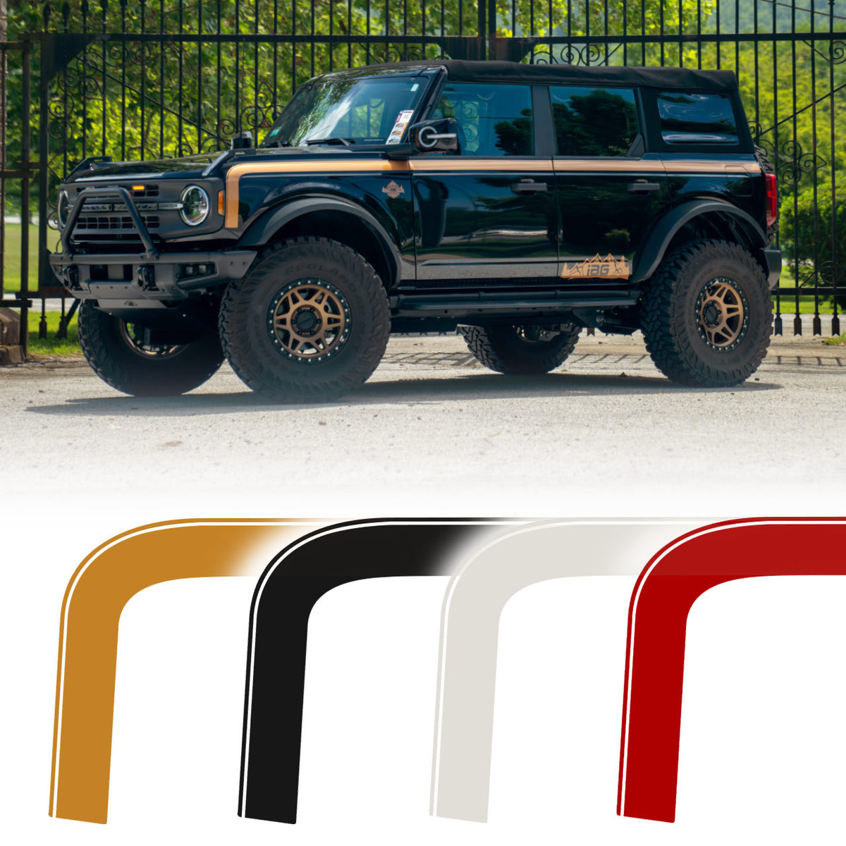 IAG Off-Road Boss Style Vinyl Side Stripe Kit for 2021+ Ford Bronco 4 Door - IAG-BDY-F2080