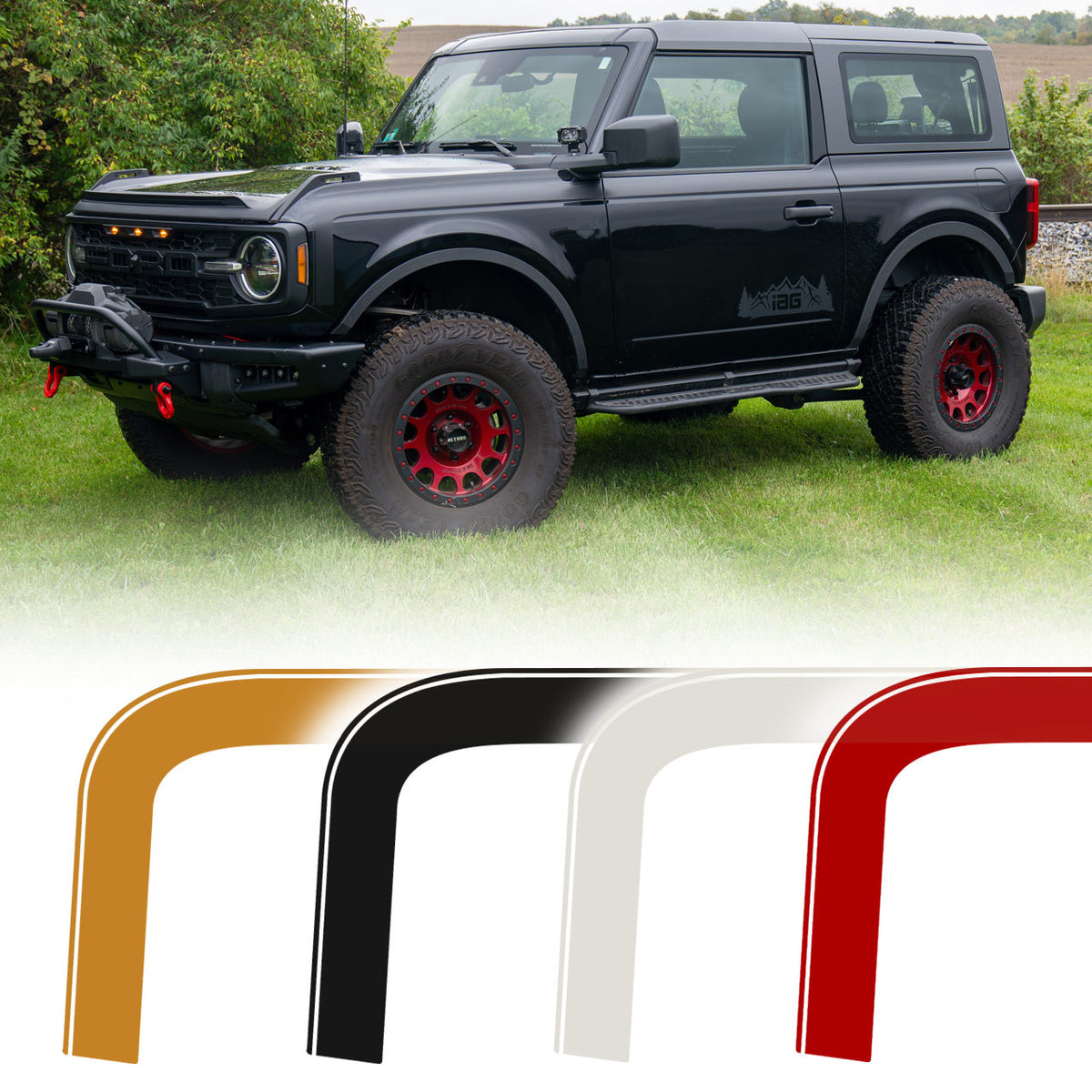 IAG Off-Road Boss Style Vinyl Side Stripe Kit fits 2021+ Ford Bronco 2 Door - IAG-BDY-F2081