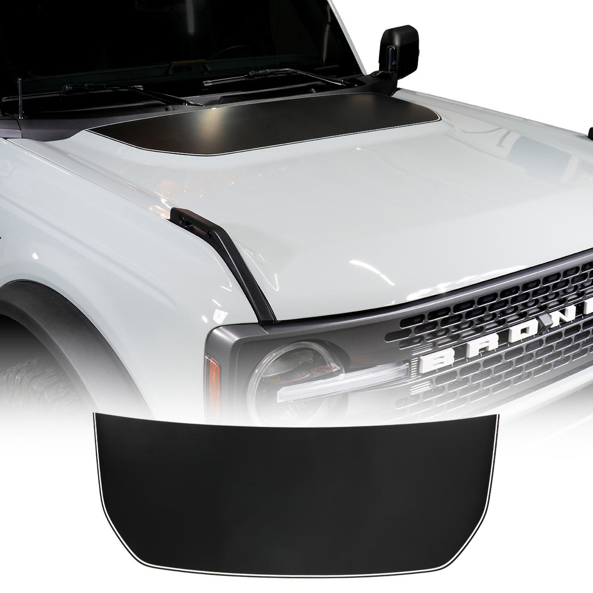 IAG Off-Road Front Hood Graphic - Solid w/ Pin Stripe Design Fits 2021 + Ford Bronco - IAG-BDY-F2086