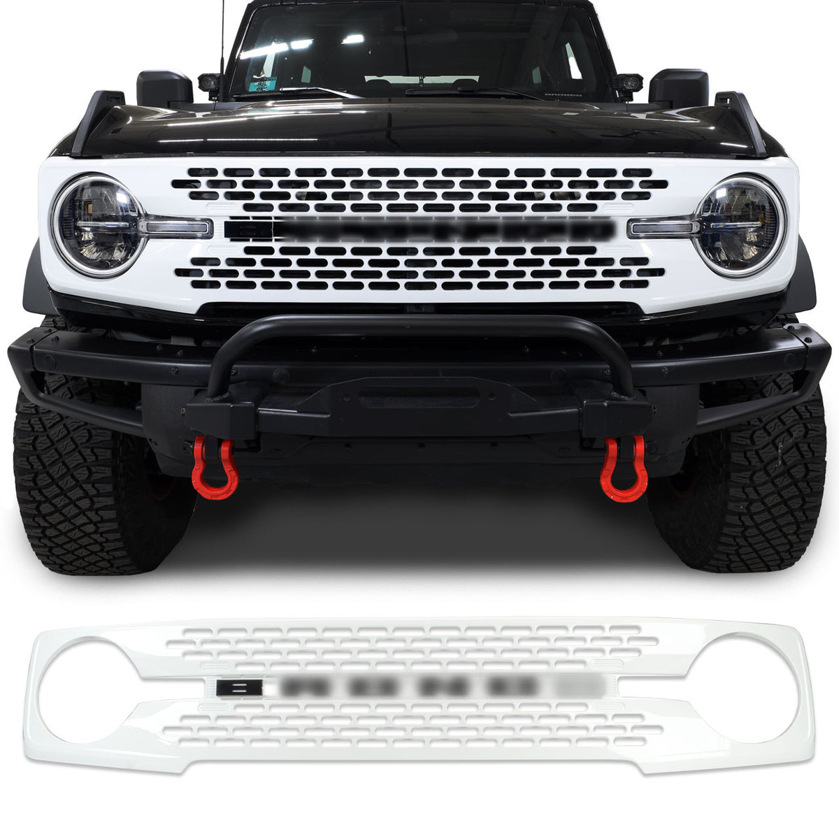 IAG I-Line High End Style Front Grille Gloss White for 2021+ Ford Bronco - IAG-BDY-F3066