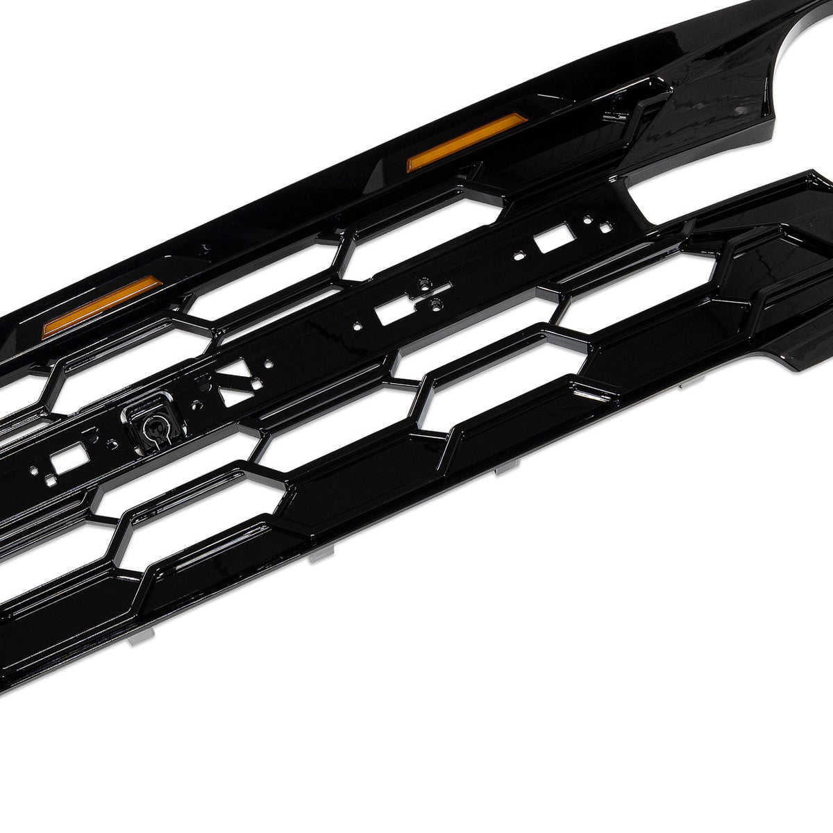 IAG I-Line Para-Hex Style Front Grille Gloss Black with Lights 2021+ Ford Bronco - IAG-BDY-F3115