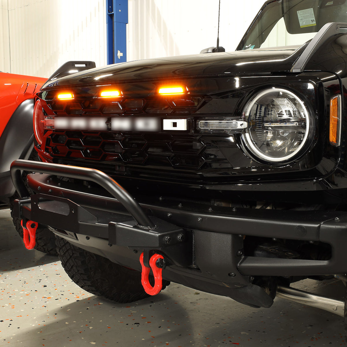 IAG I-Line Para-Hex Style Front Grille Gloss Black with Lights 2021+ Ford Bronco - IAG-BDY-F3115