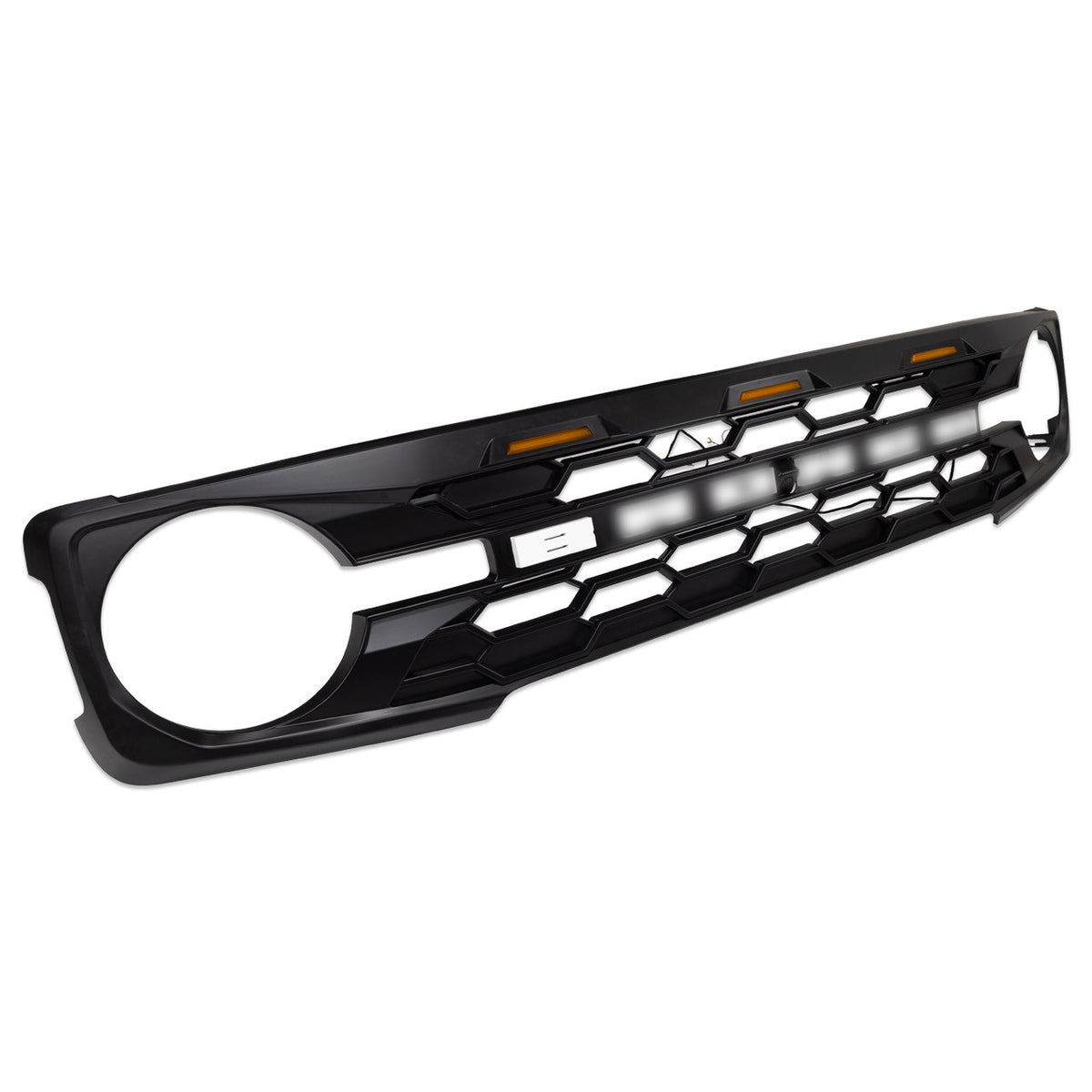 IAG I-Line Para-Hex Style Front Grille Matte Black with Lights 2021+ Ford Bronco - IAG-BDY-F3116