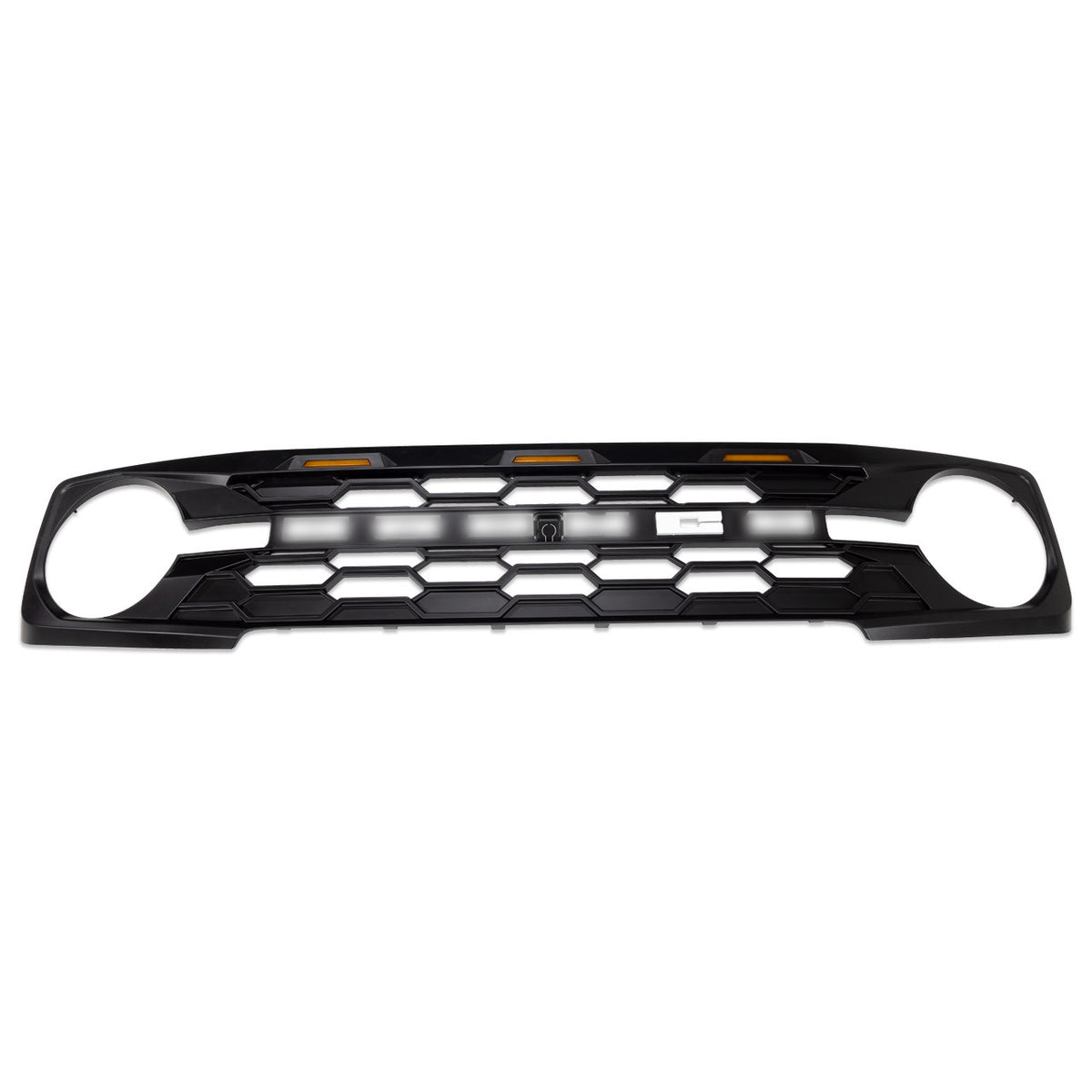 IAG I-Line Para-Hex Style Front Grille Matte Black with Lights 2021+ Ford Bronco - IAG-BDY-F3116