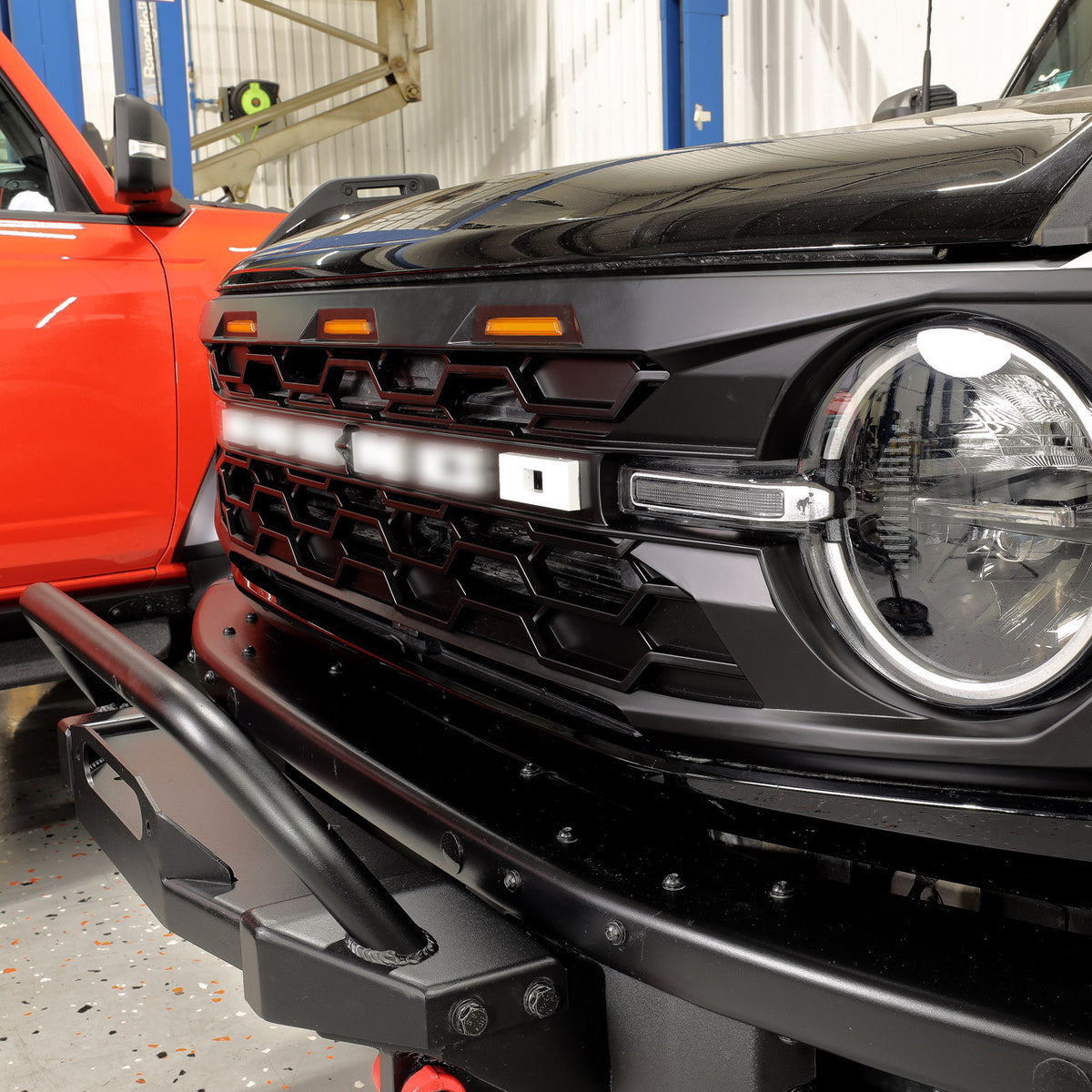 IAG I-Line Para-Hex Style Front Grille Matte Black with Lights 2021+ Ford Bronco - IAG-BDY-F3116