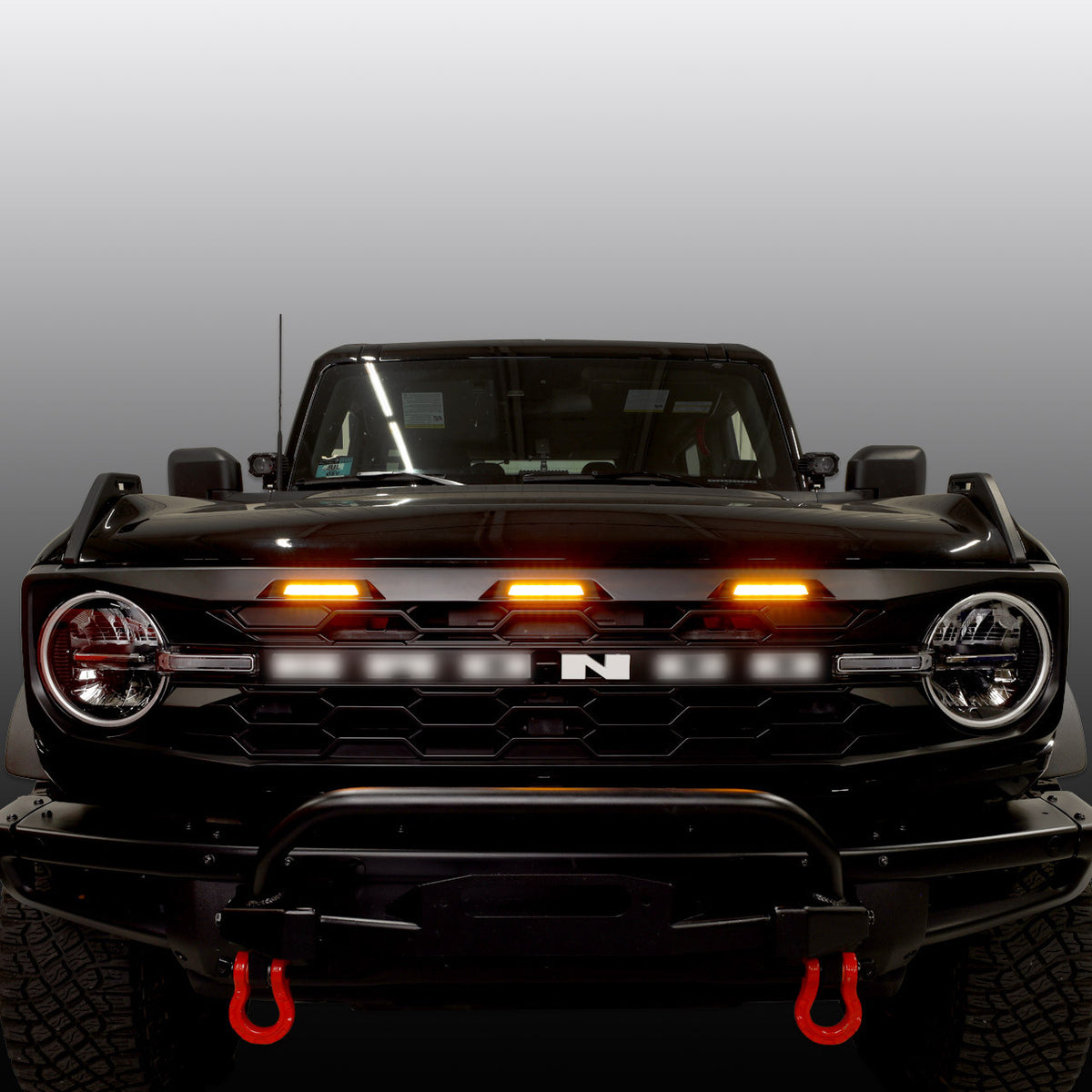 IAG I-Line Para-Hex Style Front Grille Matte Black with Lights 2021+ Ford Bronco - IAG-BDY-F3116