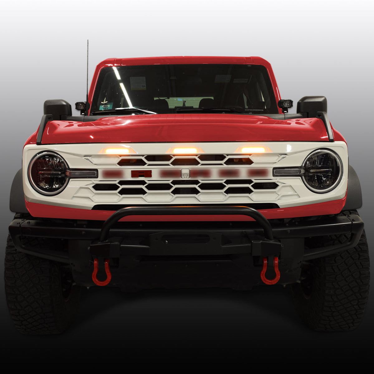 IAG I-Line Para-Hex Style Front Grille Gloss White with Lights 2021+ Ford Bronco - IAG-BDY-F3117