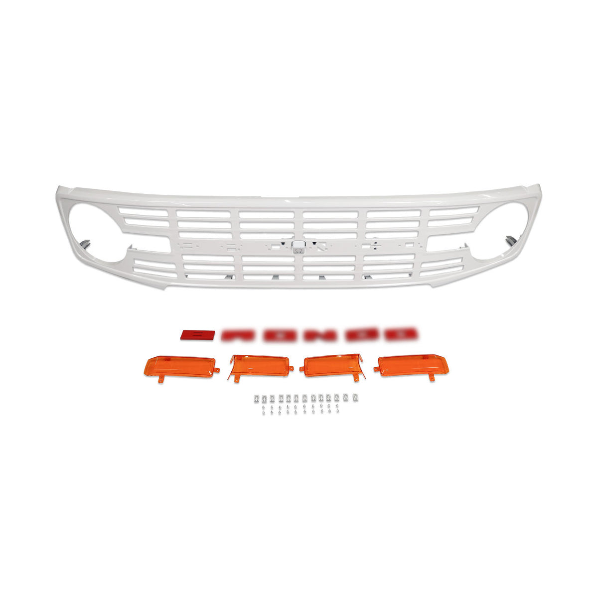 IAG I-Line Vintage Grille Gloss White with Red Lettering 21+ Ford Bronco - IAG-BDY-F3140 for 2021-2026 Ford Bronco - angle vi