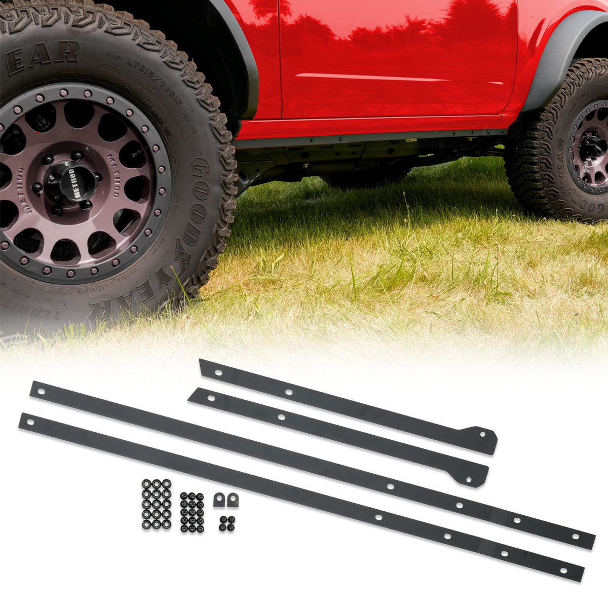 IAG l-Line Pinch Weld Cover for 2021+ Ford Bronco Two Door, Black Powder Coated Steel - IAG-BDY-F3174