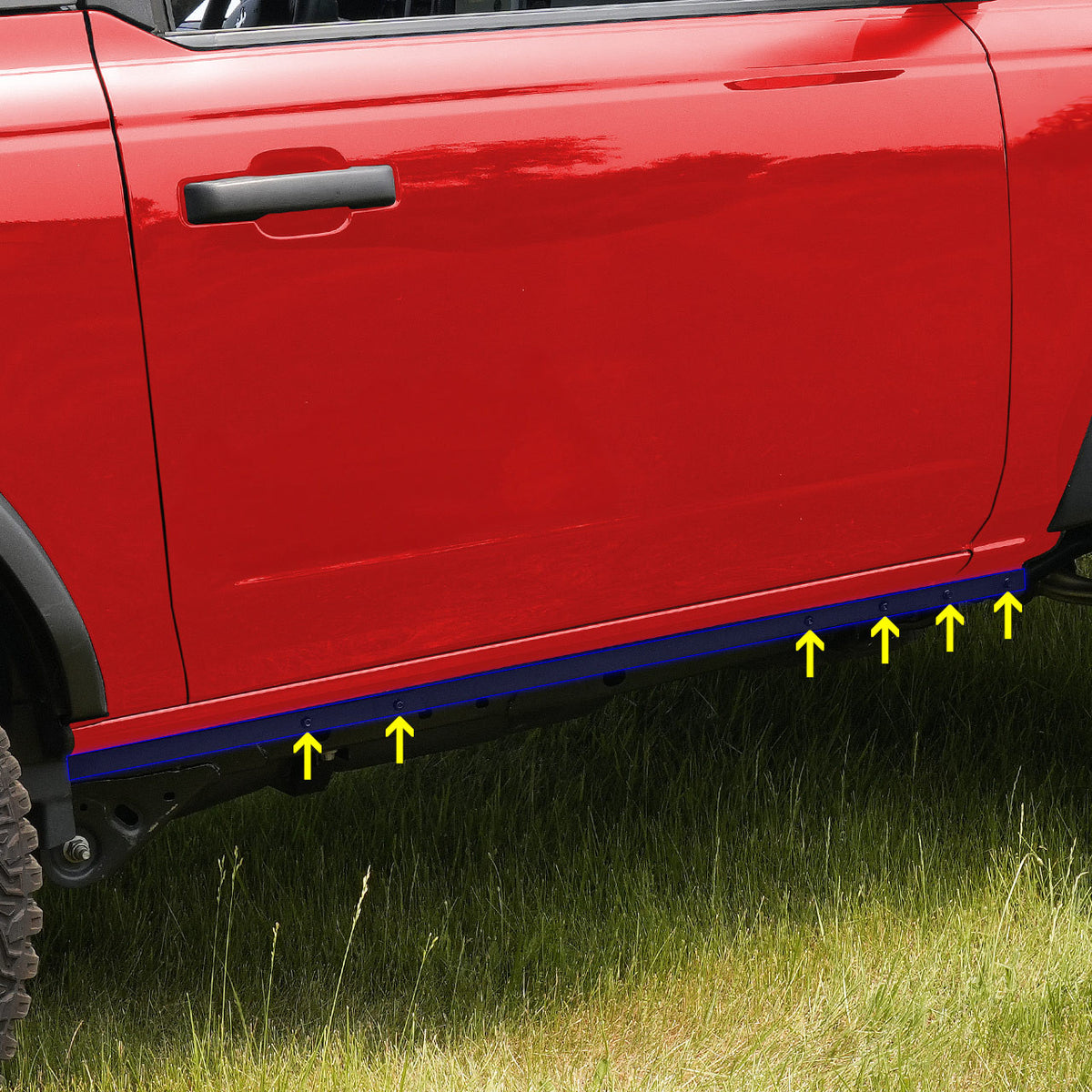 IAG l-Line Pinch Weld Cover for 2021+ Ford Bronco Two Door, Black Powder Coated Steel - IAG-BDY-F3174