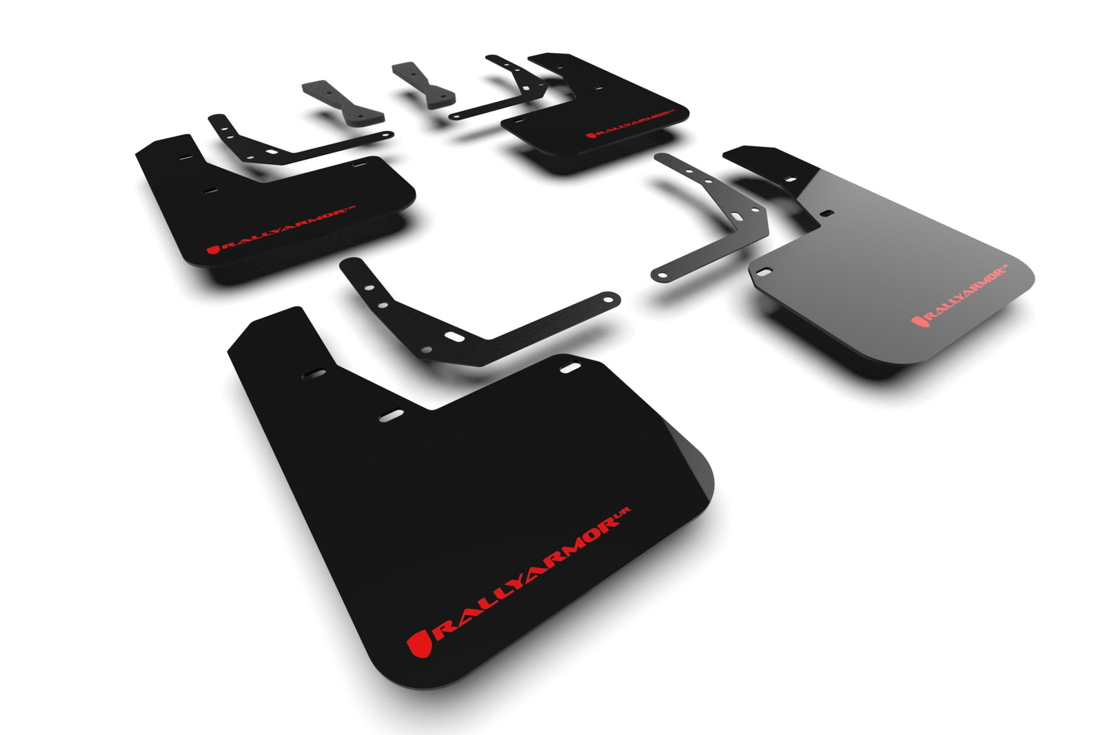 Rally Armor 2024 Hyundai Kona N Line Black UR Mud Flap - Red Logo - MF103-UR-BLK-RD for 2024-2025 Hyundai Kona - front view