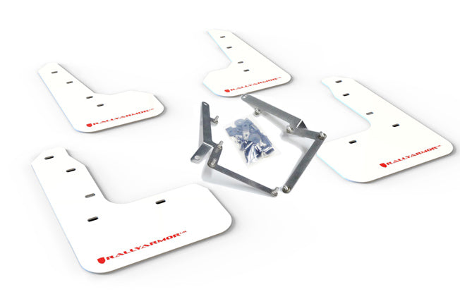 Rally Armor 17-21 Honda Civic Sport/Sport Touring White UR Mud Flap w/Red Logo - MF51-UR-WH/RD for 2017-2021 Honda Civic - fr