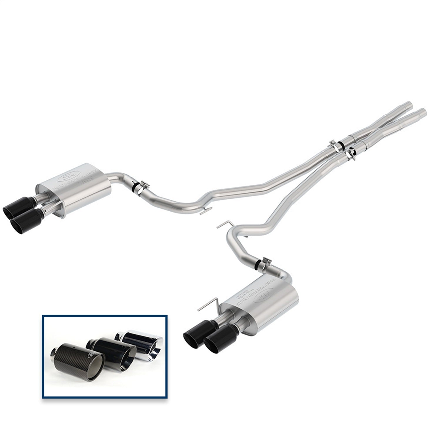 Ford Performance 2018-2023 Mustang GT 5.0L Cat-Back Sport Exhaust System With Black Chrome Tips (FRPM-5200-M8SBA)