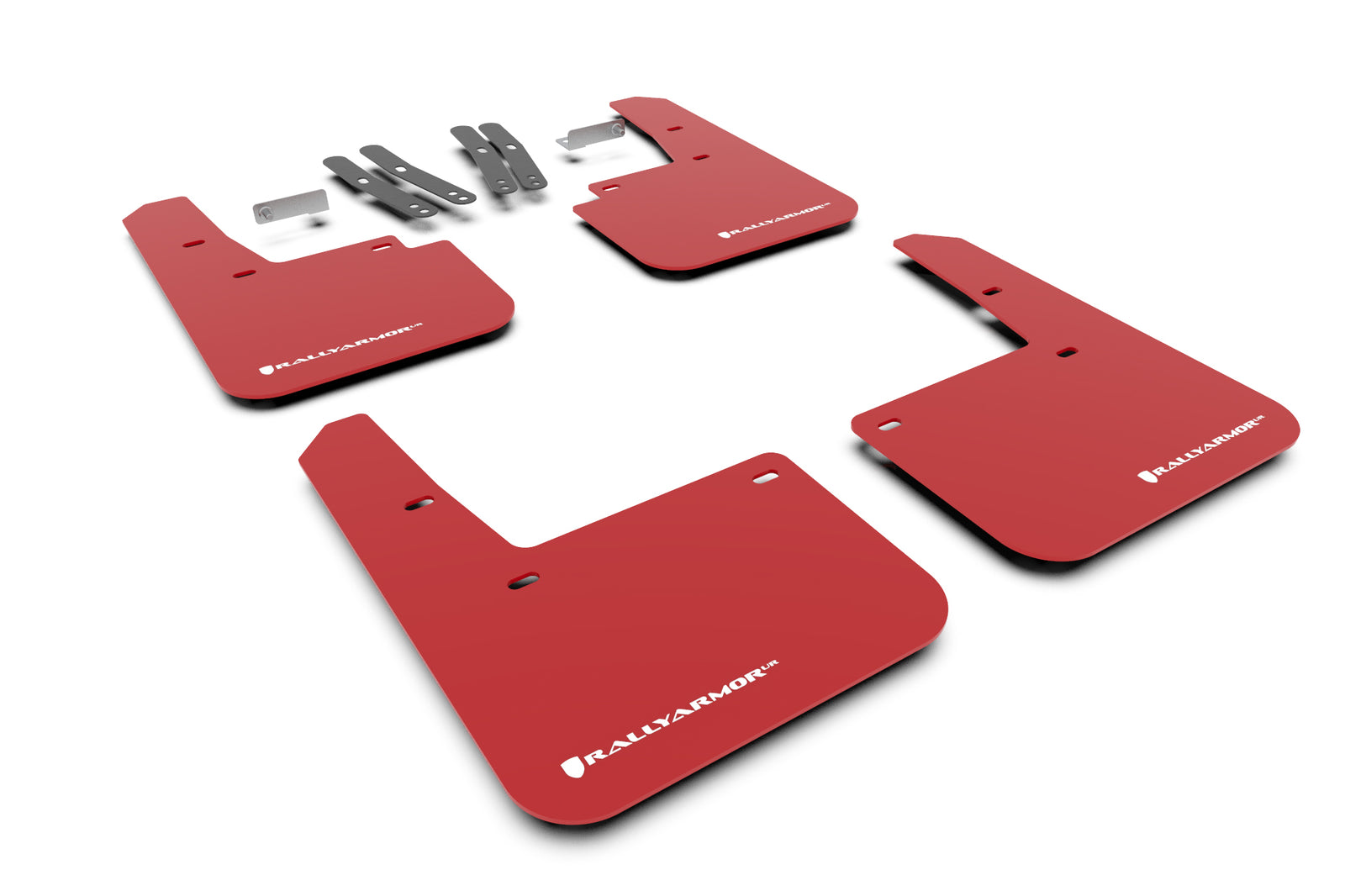 Rally Armor 18-23 Hyundai Kona Red UR Mud Flap White Logo - MF63-UR-RD/WH for 2018-2023 Hyundai Kona - front view