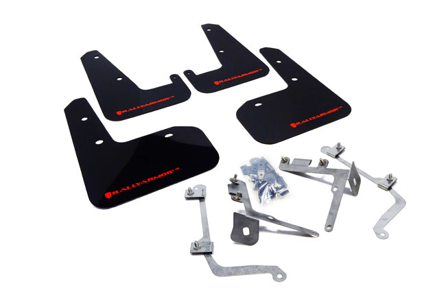 Rally Armor 11-14 Subaru WRX/STI (Sedan Only) Black UR Mud Flap w/ Red Logo - MF19-UR-BLK/RD for 2015-2021 Subaru WRX STI - f