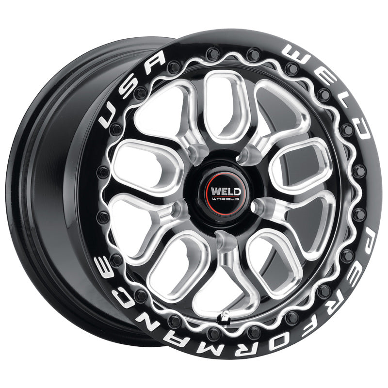 Weld S907 15X10 Laguna Beadlock 5X120.7 ET50 BS7.50 Gloss Black MIL Dia 78.1 - S907B0063P50 by Weld - front view